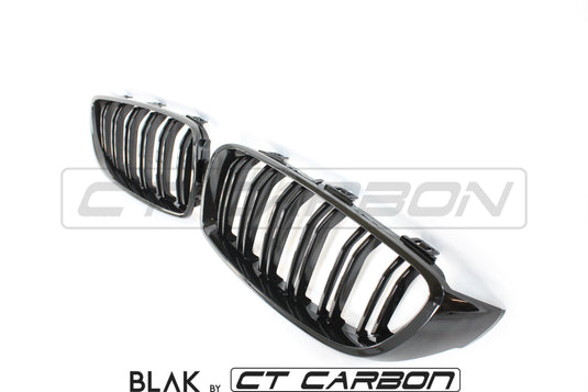 BMW M4 F82 / F83 & F32 4 SERIES DOUBLE SLAT BLACK GRILLS - BLAK BY CT CARBON - CT Carbon