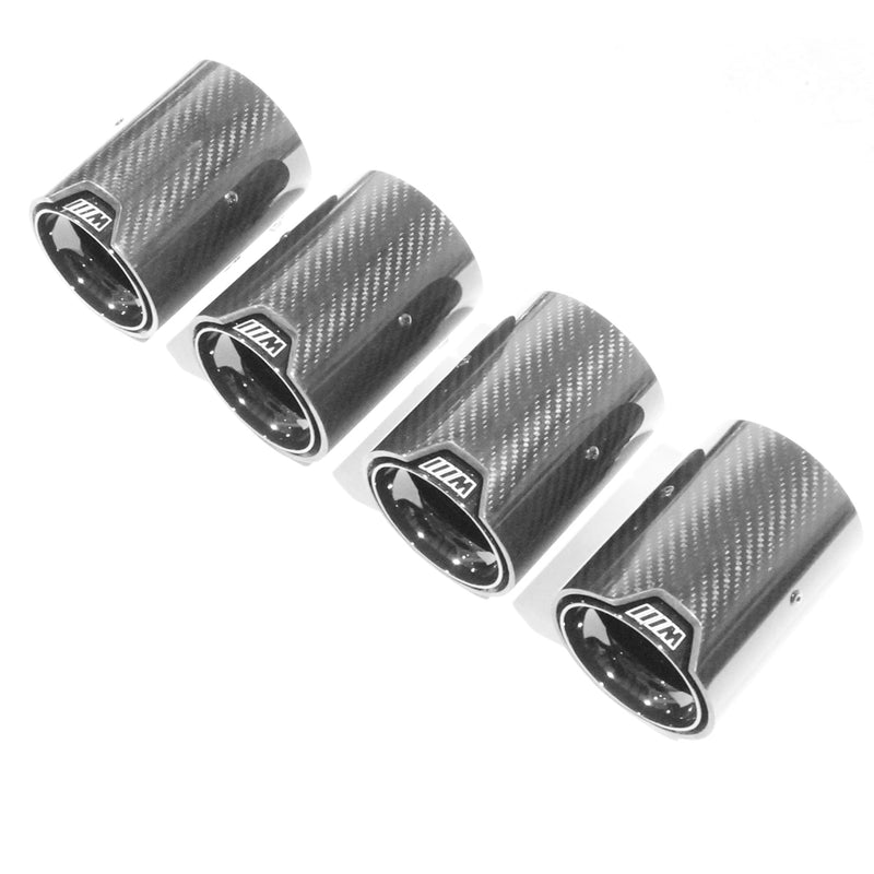 Load image into Gallery viewer, BMW M2/M3/M4/M5 F10/F80/F82/F83/F87 CARBON FIBRE EXHAUST TIPS - BLACK x4
