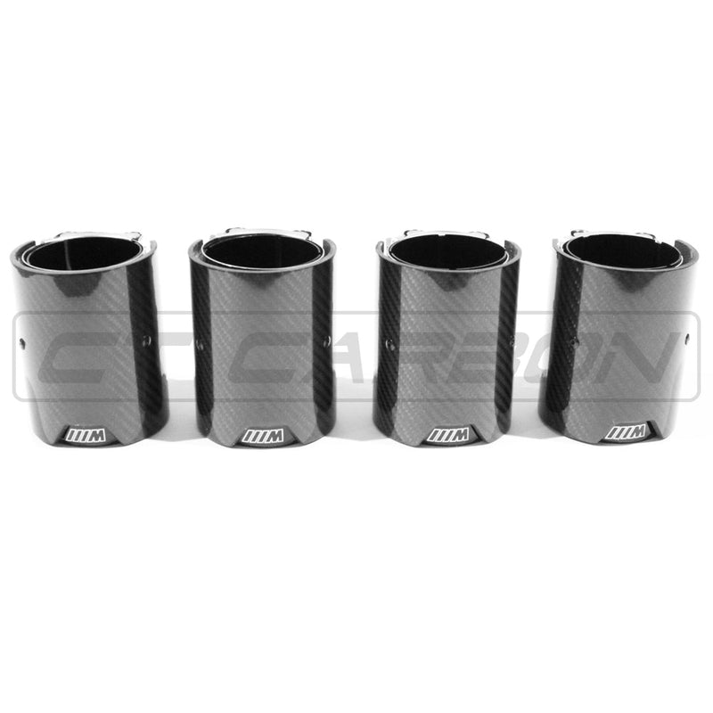 Load image into Gallery viewer, BMW M2/M3/M4/M5 F10/F80/F82/F83/F87 CARBON FIBRE EXHAUST TIPS - BLACK x4
