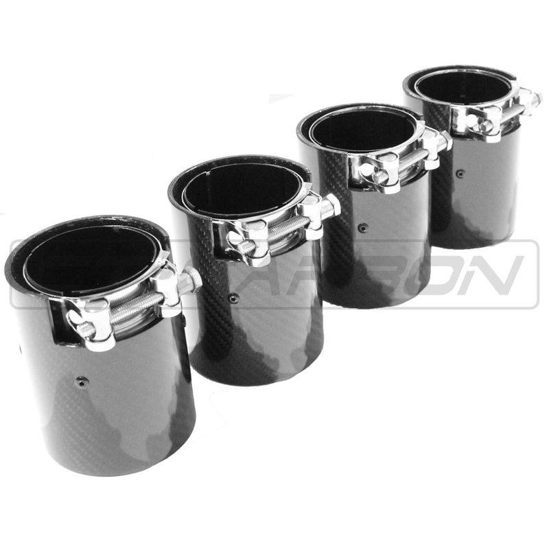 Load image into Gallery viewer, BMW M2/M3/M4/M5 F10/F80/F82/F83/F87 CARBON FIBRE EXHAUST TIPS - BLACK x4
