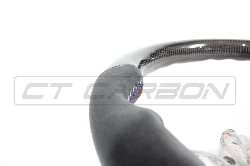 Load image into Gallery viewer, BMW FXX CARBON FIBRE / ALCANTARA FLAT BOTTOM STEERING WHEEL
