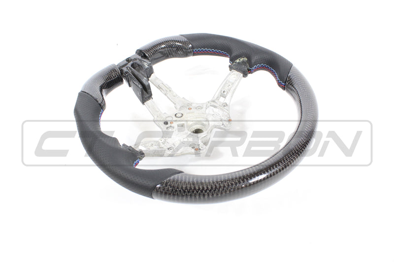 Load image into Gallery viewer, BMW FXX CARBON FIBRE / LEATHER FLAT BOTTOM STEERING WHEEL
