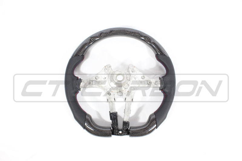 Load image into Gallery viewer, BMW FXX CARBON FIBRE / LEATHER FLAT BOTTOM STEERING WHEEL
