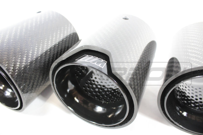 Load image into Gallery viewer, BMW F90 M5 CARBON FIBRE EXHAUST TIPS - BLACK x4
