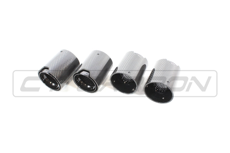 Load image into Gallery viewer, BMW F90 M5 CARBON FIBRE EXHAUST TIPS - BLACK x4
