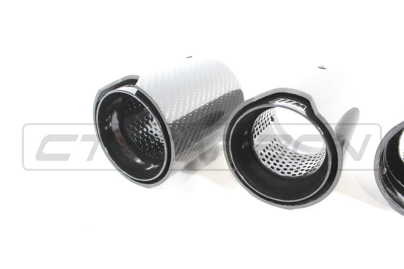 Load image into Gallery viewer, BMW F90 M5 CARBON FIBRE EXHAUST TIPS - BLACK x4
