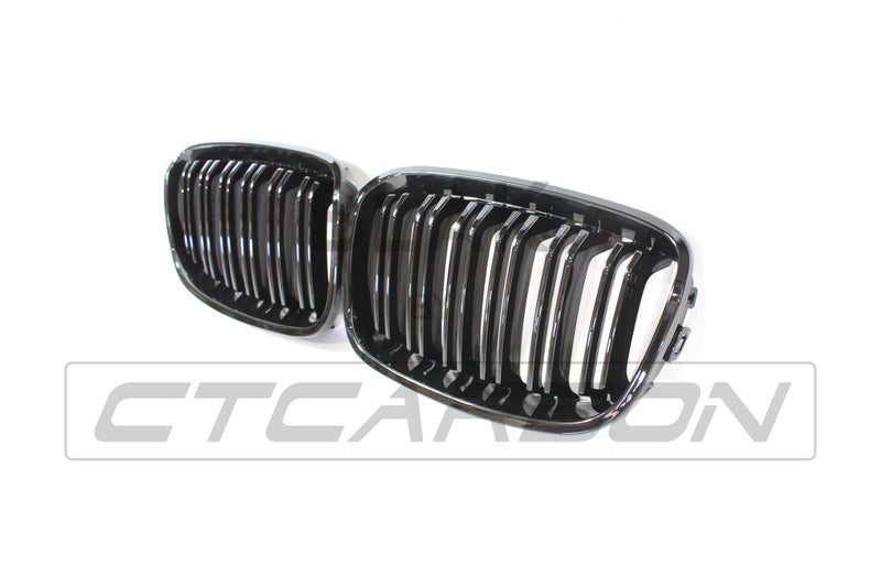 Load image into Gallery viewer, BMW F20 1 SERIES PRE-LCI DOUBLE SLAT BLACK GRILLES - BLAK BY CT CARBON
