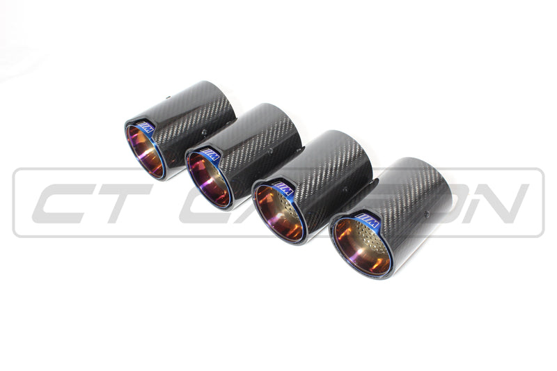 Load image into Gallery viewer, BMW M2/M3/M4/M5 F10/F80/F82/F83/F87 CARBON FIBRE EXHAUST TIPS - BURNT ENDS x4
