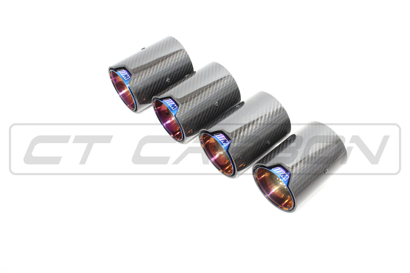 Load image into Gallery viewer, BMW M2/M3/M4/M5 F10/F80/F82/F83/F87 CARBON FIBRE EXHAUST TIPS - BURNT ENDS x4
