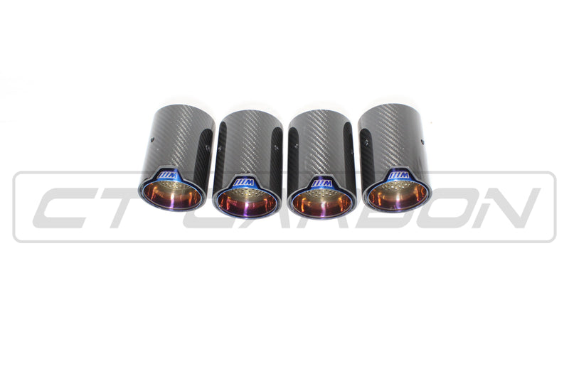 Load image into Gallery viewer, BMW M2/M3/M4/M5 F10/F80/F82/F83/F87 CARBON FIBRE EXHAUST TIPS - BURNT ENDS x4
