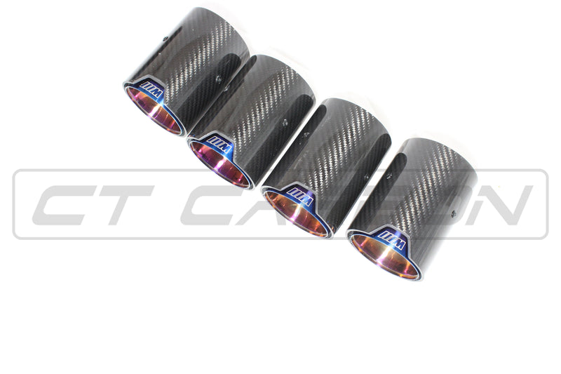 Load image into Gallery viewer, BMW M2/M3/M4/M5 F10/F80/F82/F83/F87 CARBON FIBRE EXHAUST TIPS - BURNT ENDS x4
