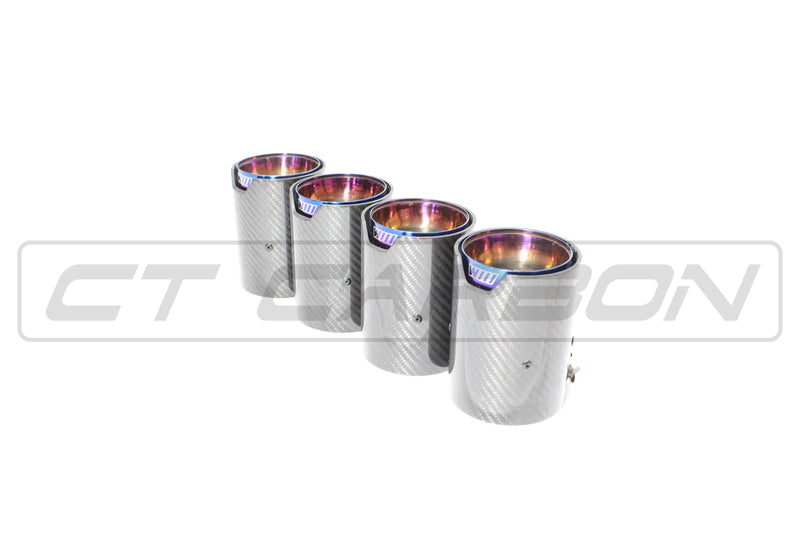 Load image into Gallery viewer, BMW M2/M3/M4/M5 F10/F80/F82/F83/F87 CARBON FIBRE EXHAUST TIPS - BURNT ENDS x4
