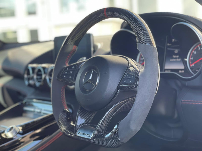 Load image into Gallery viewer, MERCEDES AMG CARBON FIBRE / LEATHER STEERING WHEEL
