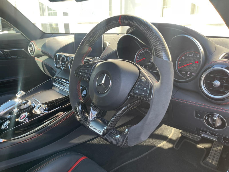 Load image into Gallery viewer, MERCEDES AMG CARBON FIBRE / LEATHER STEERING WHEEL
