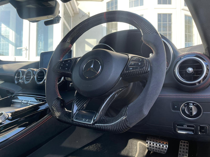 Load image into Gallery viewer, MERCEDES AMG CARBON FIBRE / LEATHER STEERING WHEEL
