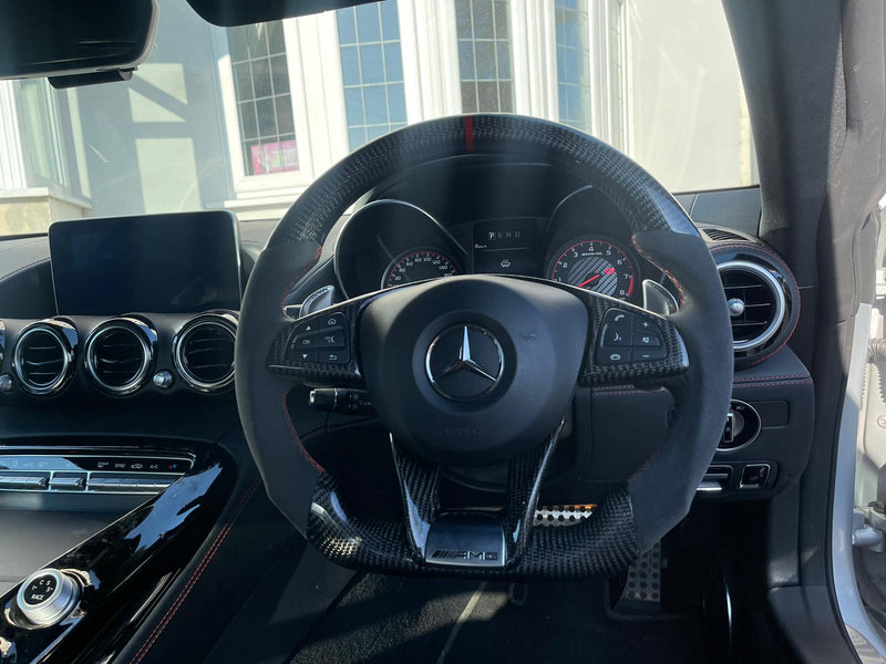 Load image into Gallery viewer, MERCEDES AMG CARBON FIBRE / LEATHER STEERING WHEEL
