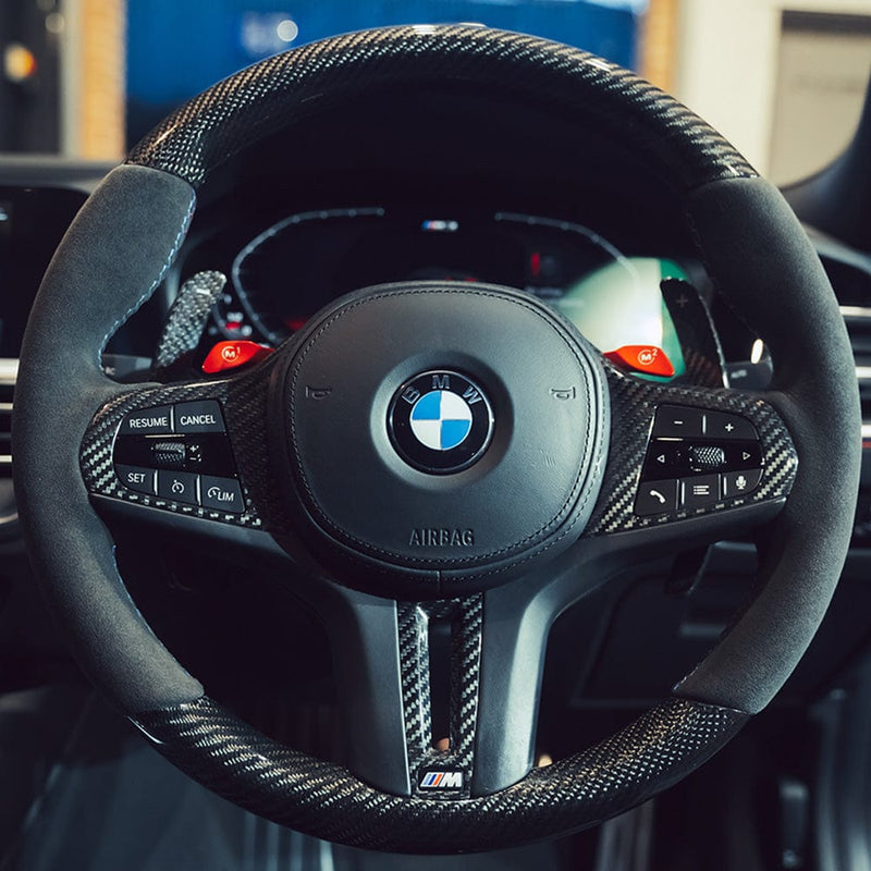 Load image into Gallery viewer, CT Carbon Bundles BMW G8X Steering Wheel &amp; Paddles Pack
