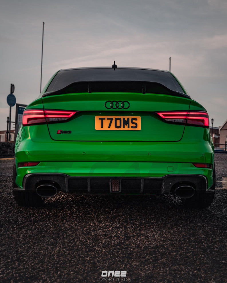 Load image into Gallery viewer, AUDI RS3 8V SALOON REAR CARBON DIFFUSER WITH DTM LIGHT - CT Carbon
