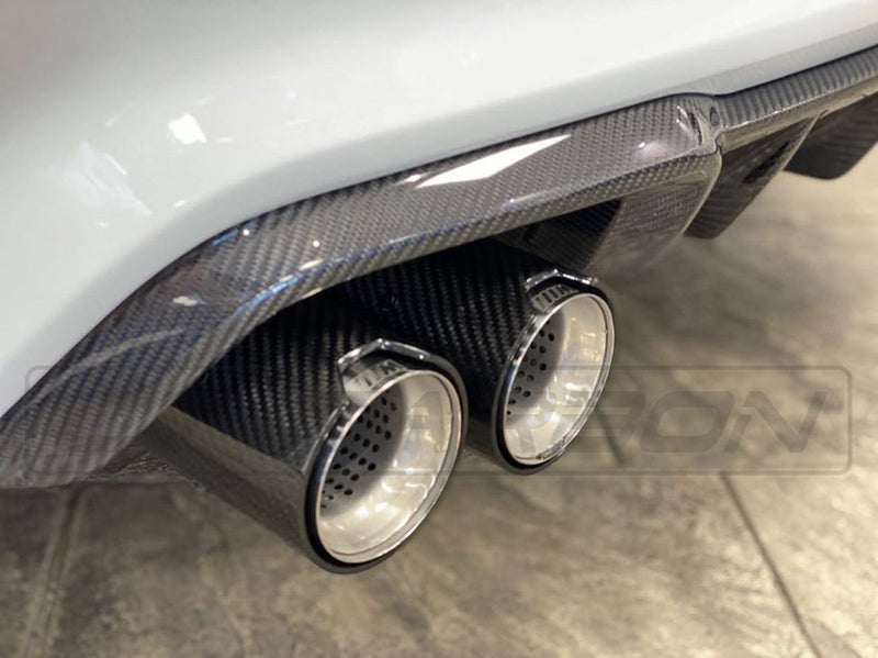 Load image into Gallery viewer, BMW M2/M3/M4/M5 F10/F80/F82/F83/F87 CARBON FIBRE EXHAUST TIPS - CHROME x4 - CT Carbon
