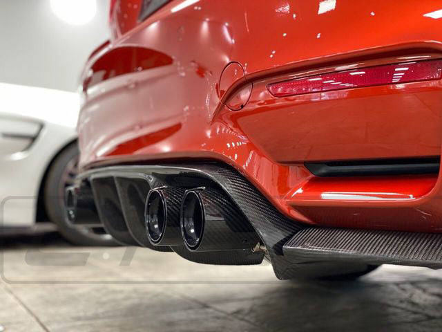 Load image into Gallery viewer, BMW M2/M3/M4/M5 F10/F80/F82/F83/F87 CARBON FIBRE EXHAUST TIPS - BLACK x4 - CT Carbon
