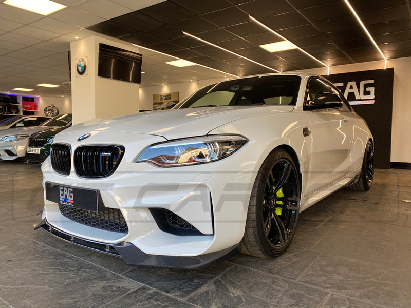 Load image into Gallery viewer, BMW M2 F87 N55(OG) FORGED CARBON FIBRE SPLITTER - V-STYLE - CT Carbon
